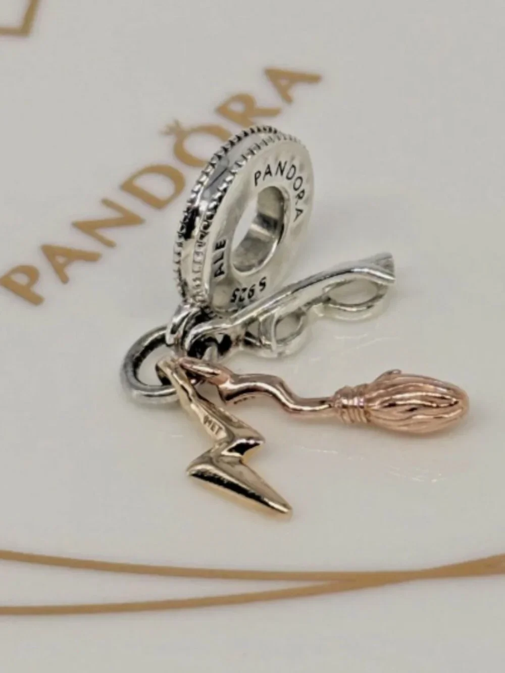 New Pandora S925 ALE Harry Potter Glasses Nimbus 2000 & Lightning Bolt Charm